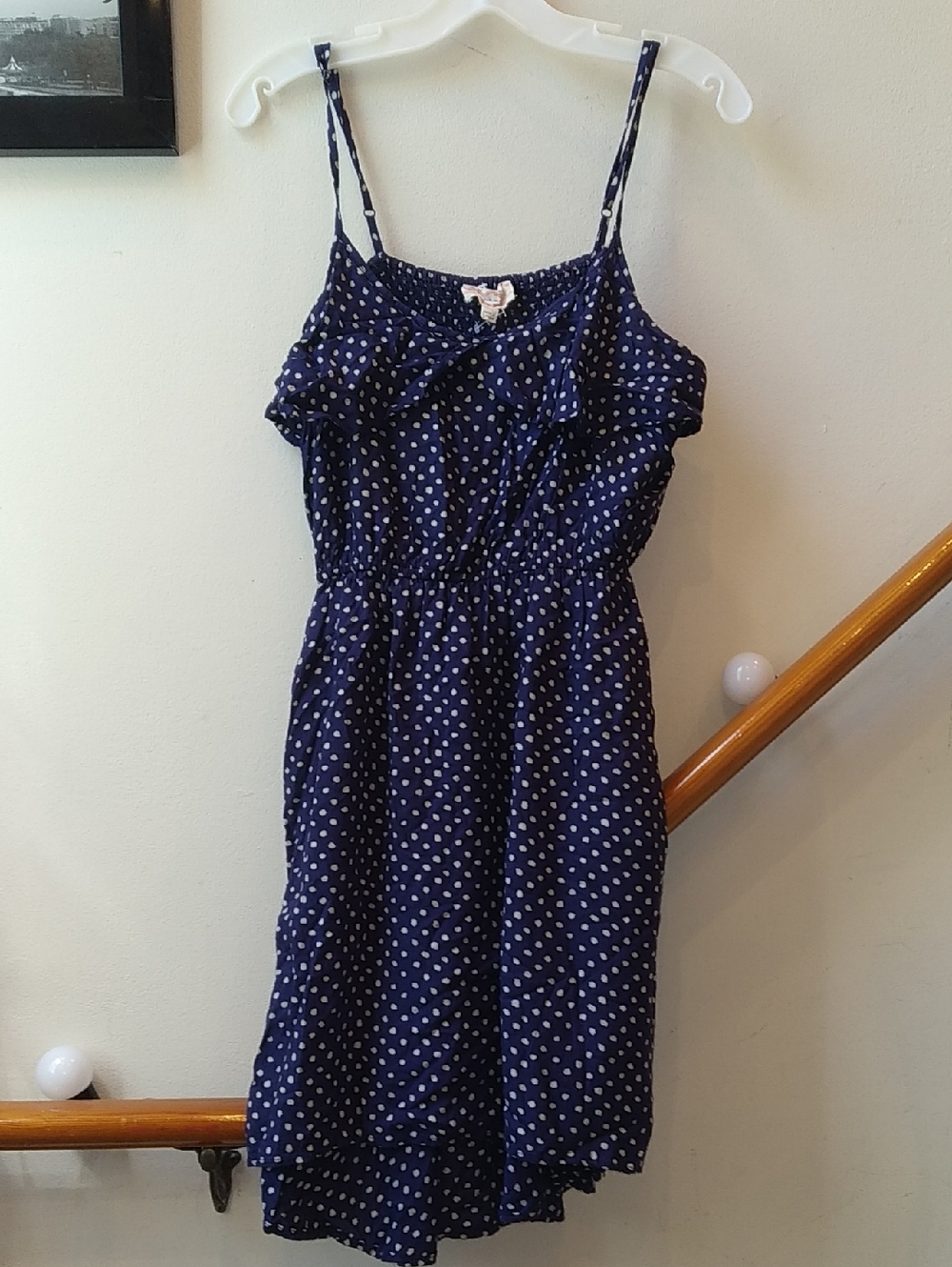 Pink Rose Navy Polka Dot Midi Dress